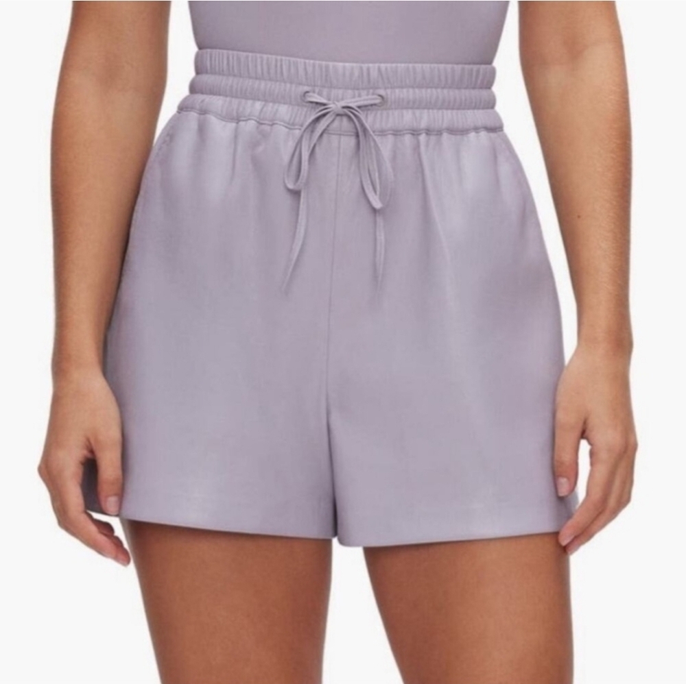 Good American Better Than Leather Drawstring Shorts Lilac Whisper Size 0 Vegan